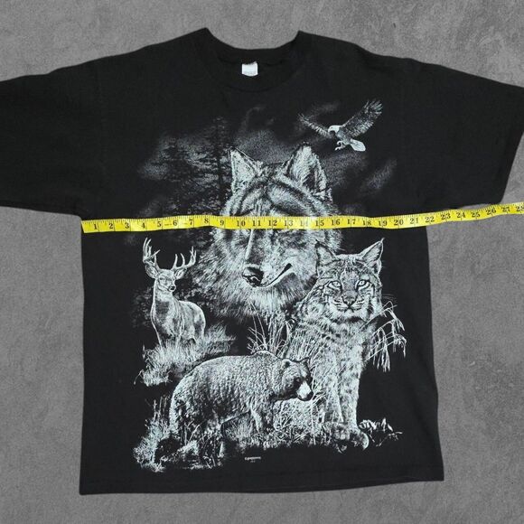 Vintage 90s AOP All Over Print Nature Wilderness Animal Print Single Stitch L - Picture 7 of 8
